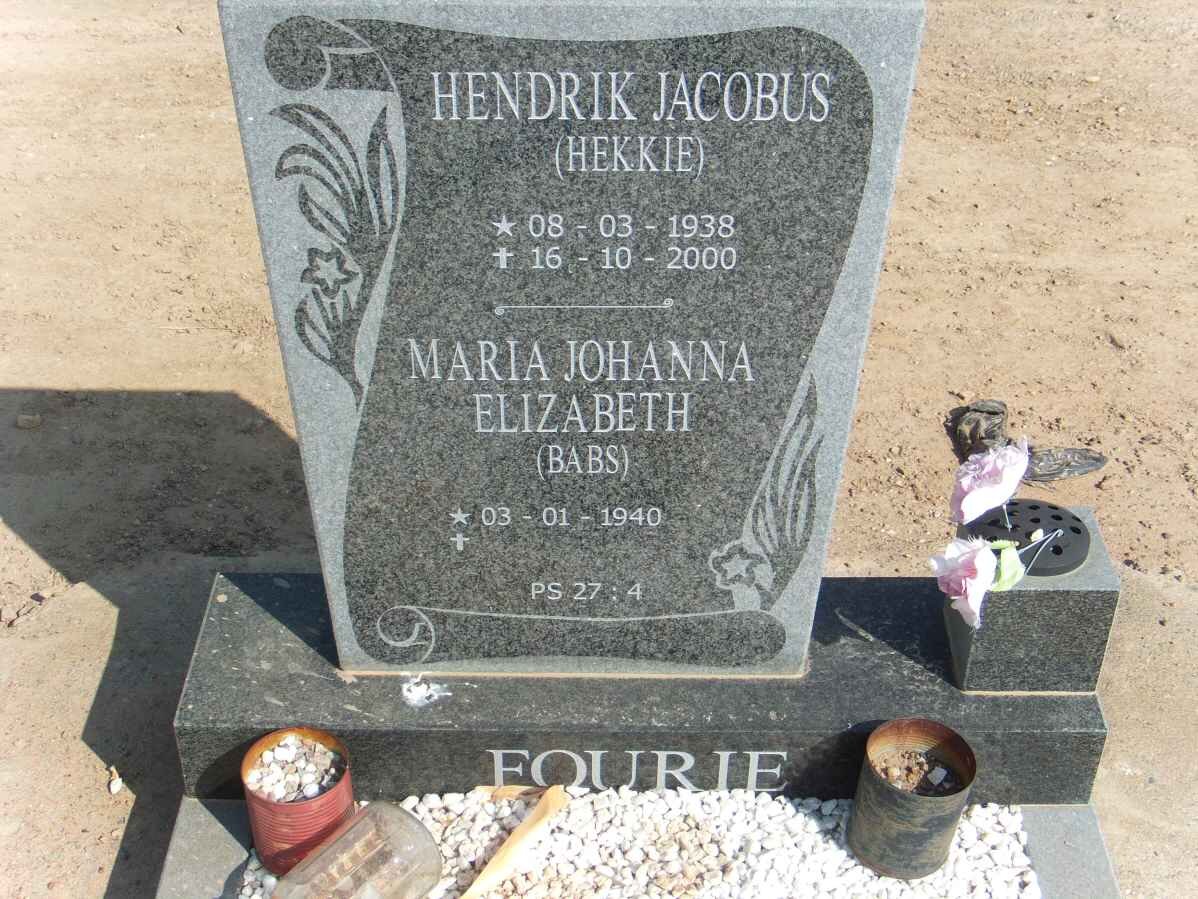 FOURIE Hendrik Jacobus 1938-2000 &amp; Maria Johanna Elizabeth 1940-