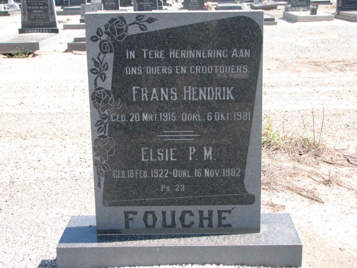 FOUCHÉ Frans Hendrik 1915-1981 &amp; Elsie P.M. 1922-1982