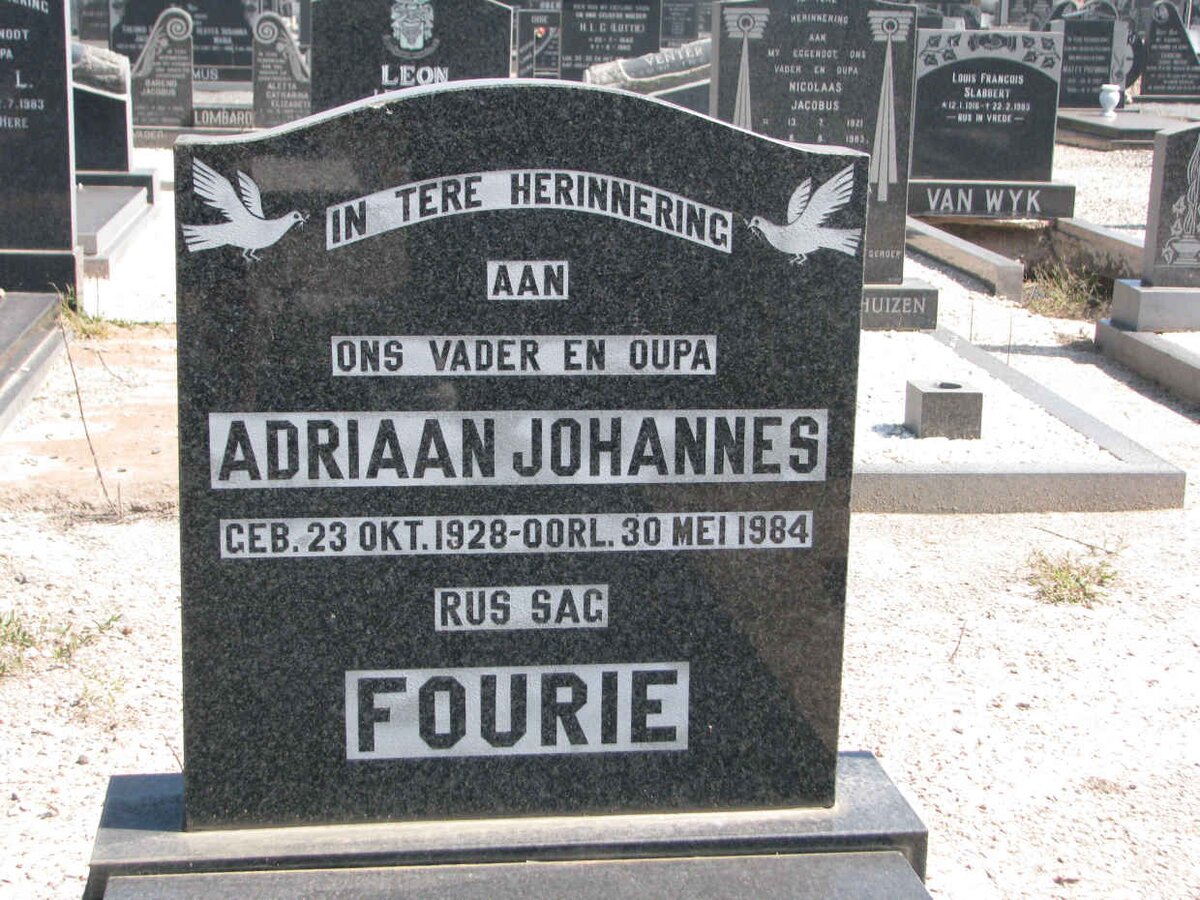 FOURIE Adriaan Johannes 1928-1984