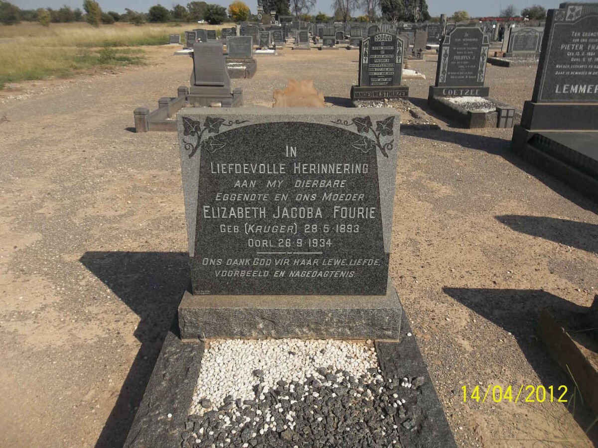 FOURIE Elizabeth Jacoba nee KRUGER 1893-1934