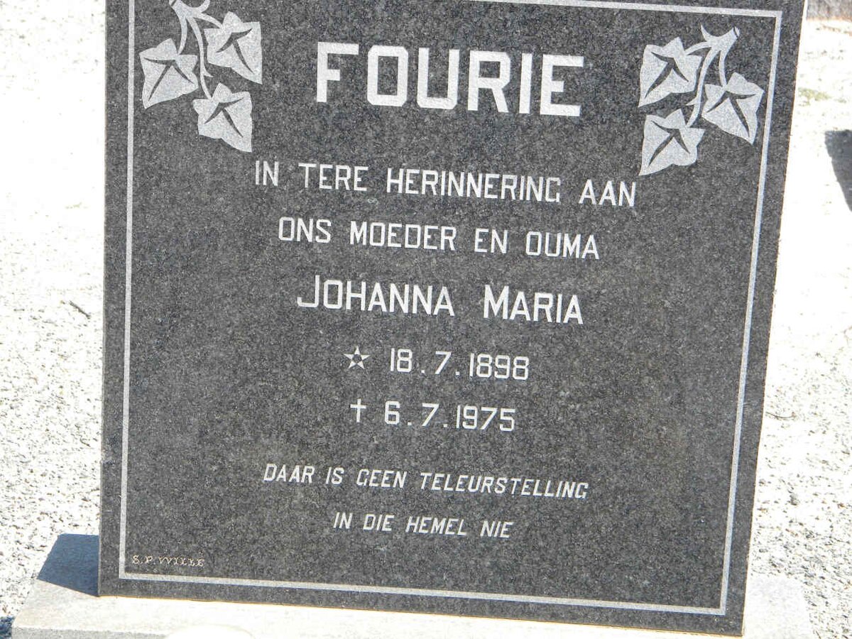 FOURIE Johanna Maria 1898-1975