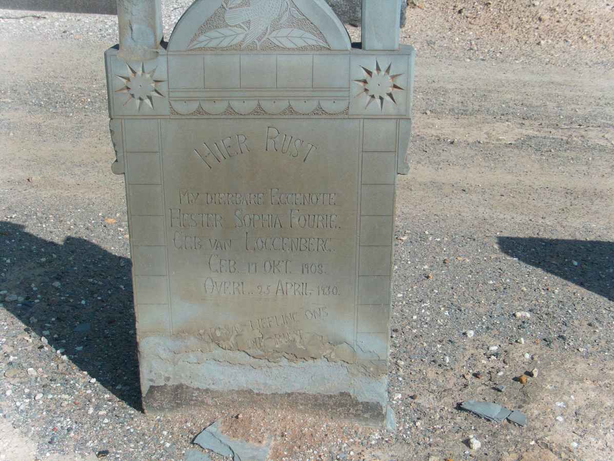 FOURIE Hester Sophia nee VAN LOGGENBERG 1908-1930