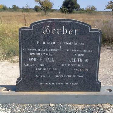 GERBER David Schalk 1893-1969 &amp; Judith M. 1907-1970