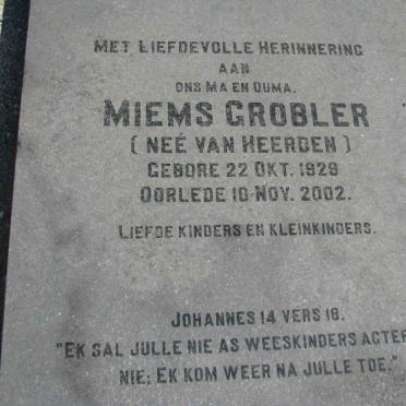 GROBLER Steff 1930-1987 &amp; Miems VAN HEERDEN 1929-2002