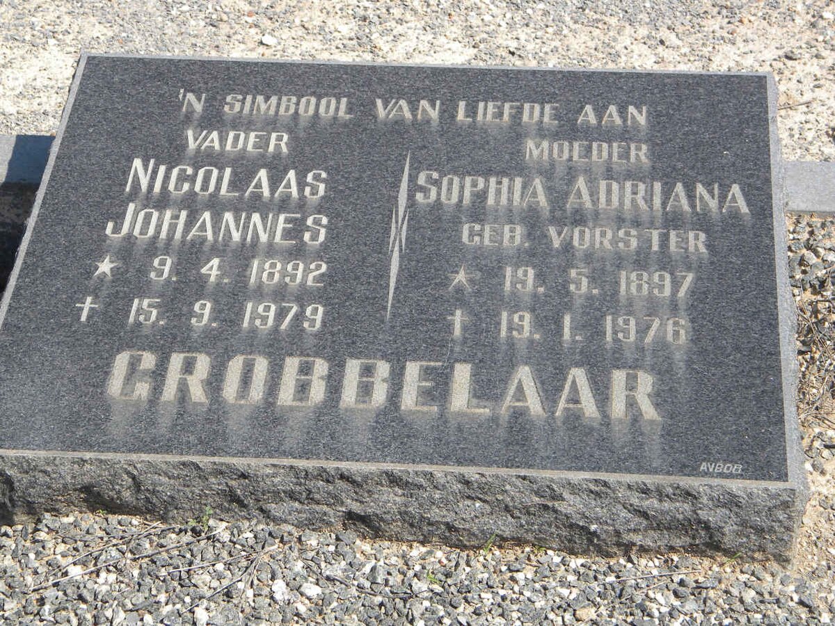 GROBBELAAR Nicolaas Johannes 1892-1979 &amp; Sophia Adriana VORSTER 1897-1976