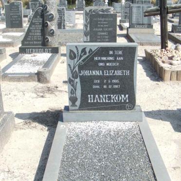 HANEKOM Johanna Elizabeth 1905-19?7