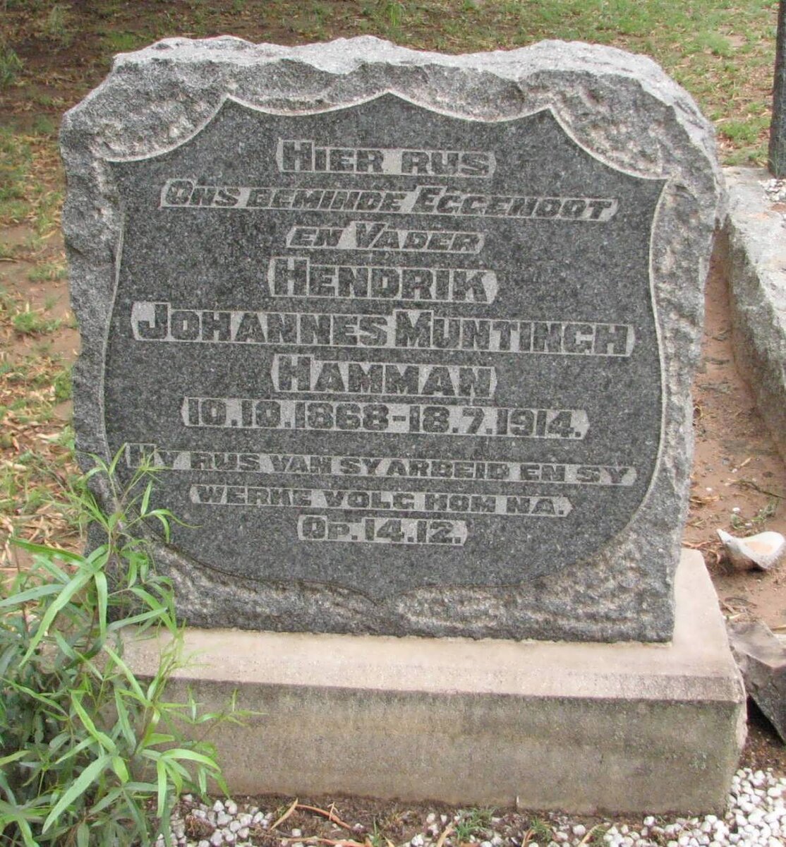 HAMMAN Hendrik Johannes Muntinch 1868-1914