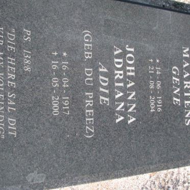 HEYNIKE Eugene Maartens 1916-2004 &amp; Johanna Adriana DU PREEZ 1917-2000