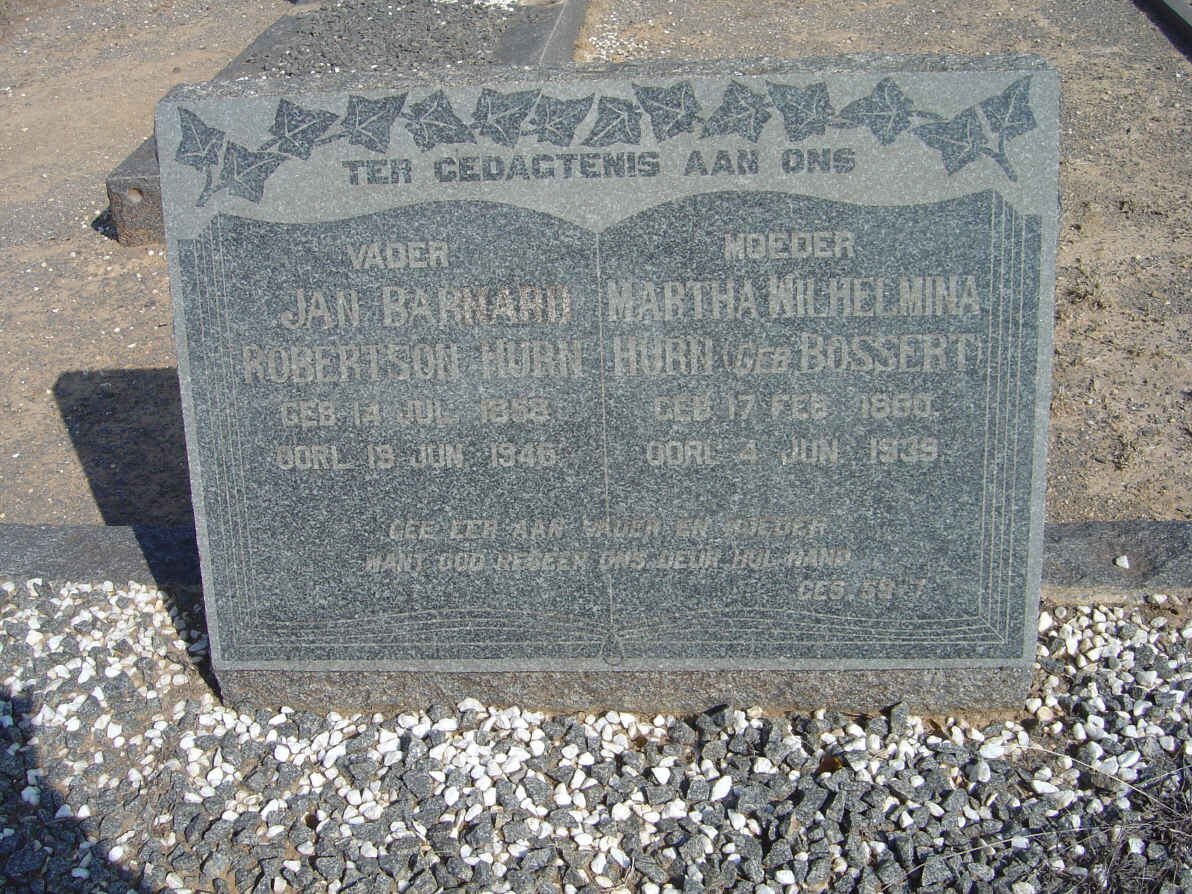 HURN Jan Barnard Robertson 1858-1946 &amp; Martha Wilhelmina BOSSERT 1860-1939