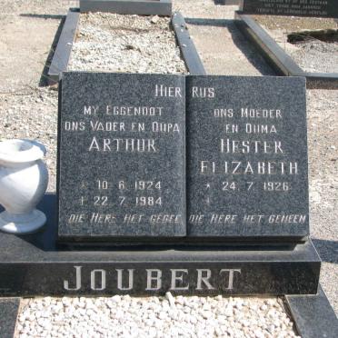 JOUBERT Arthur 1924-1984 &amp; Hester Elizabeth 1926-