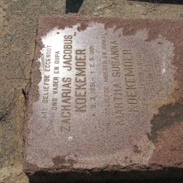 KOEKEMOER Zacharias Jacobus 1931-1981 &amp; Martha Susanna TERBLANCHE 1934-