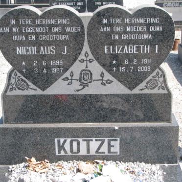 KOTZE Nicolaus J. 1899-1987 &amp; Elizabeth I. 1911-2009