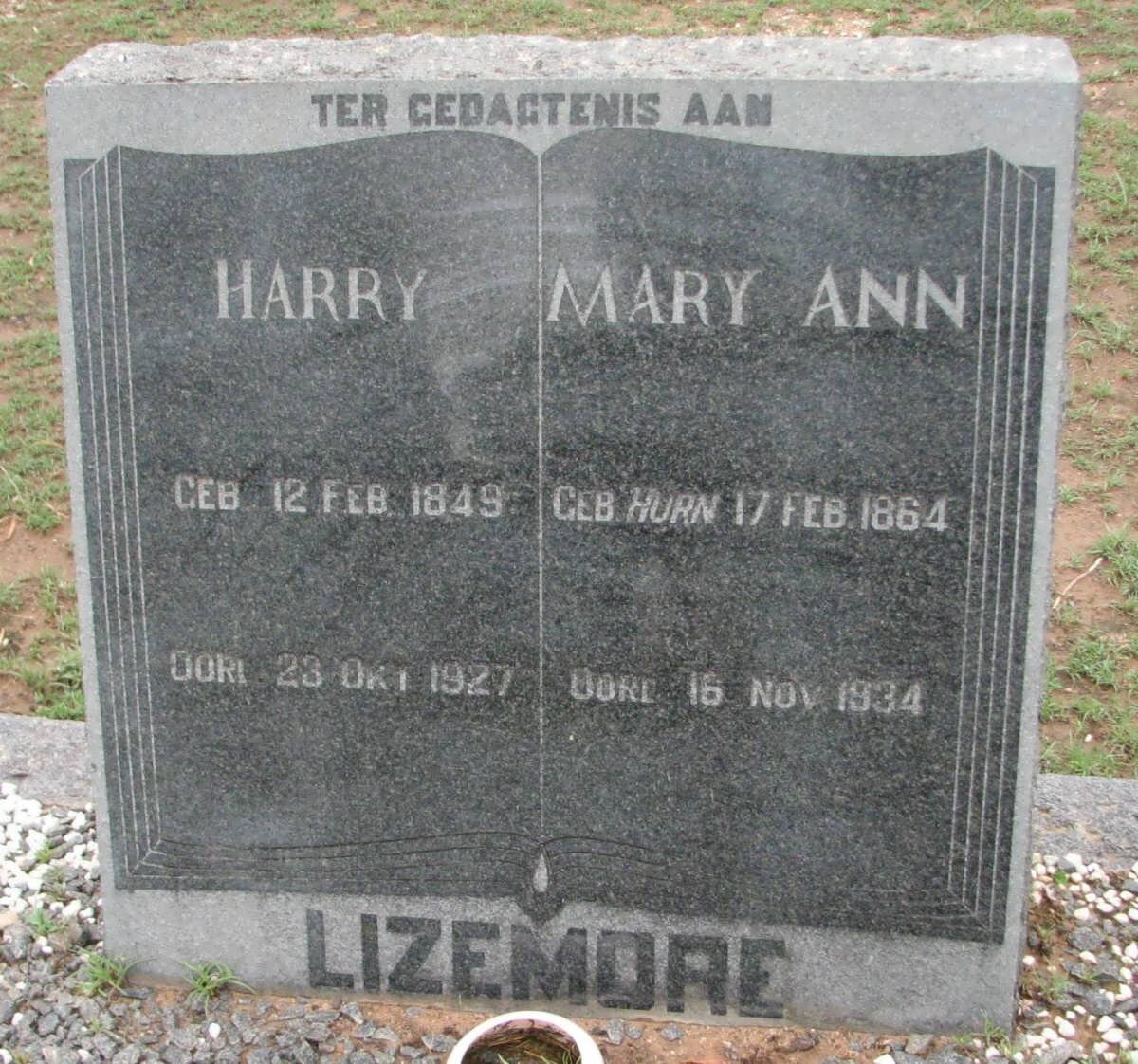 LIZEMORE Harry 1849-1927 &amp; Mary Ann HURN 1864-1934