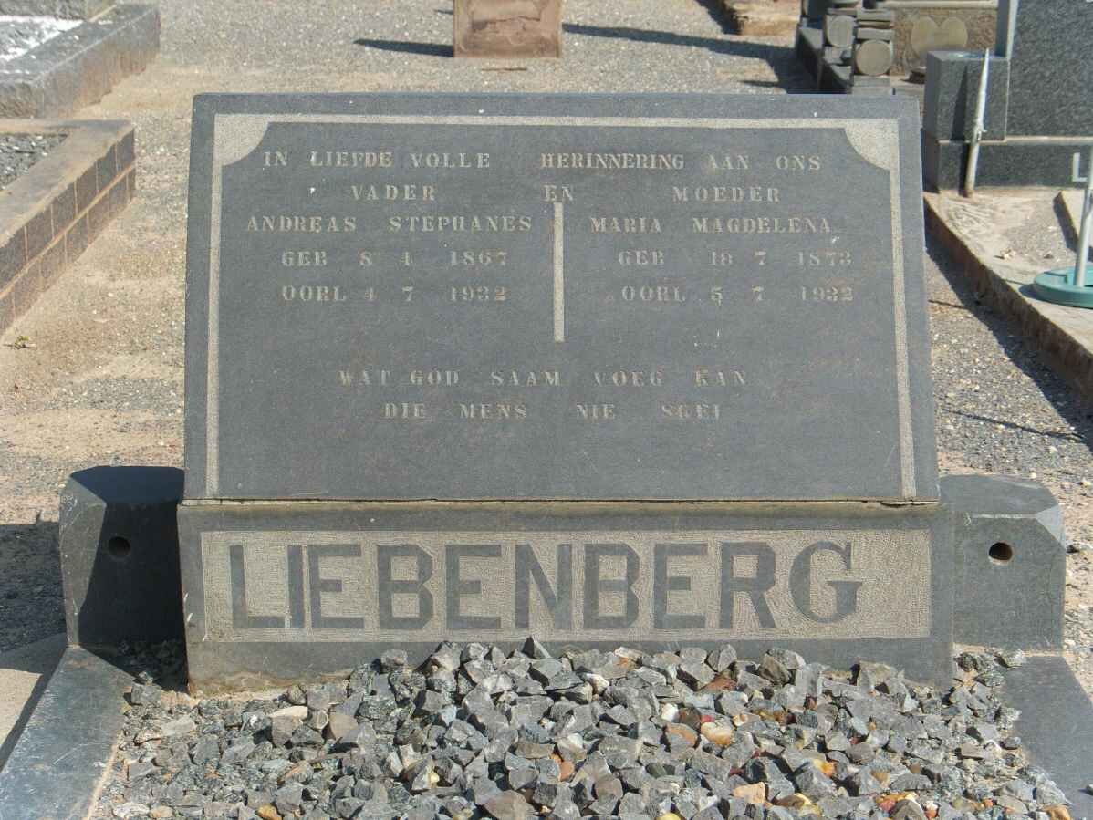 LIEBENBERG Andreas Stephanes 1867-1933 &amp; Maria Magdalena 1873-1932