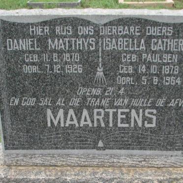 MAARTENS Daniel Matthys 1870-1926 &amp; Isabella Catherina PAULSEN 1878-1964