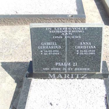 MARITZ Gabriel Gerhardus 1916-1968 &amp; Anna Christina 1920-2001