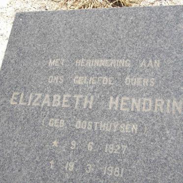 MARX Elizabeth Hendrina nee OOSTHUYSEN 1927-1981