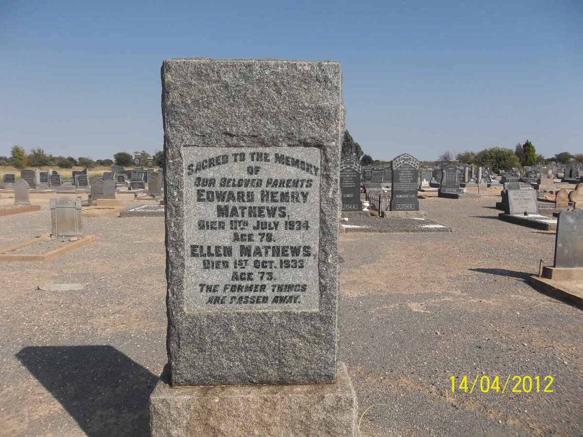 MATHEWS Edward Henry -1934 &amp; Ellen -1933