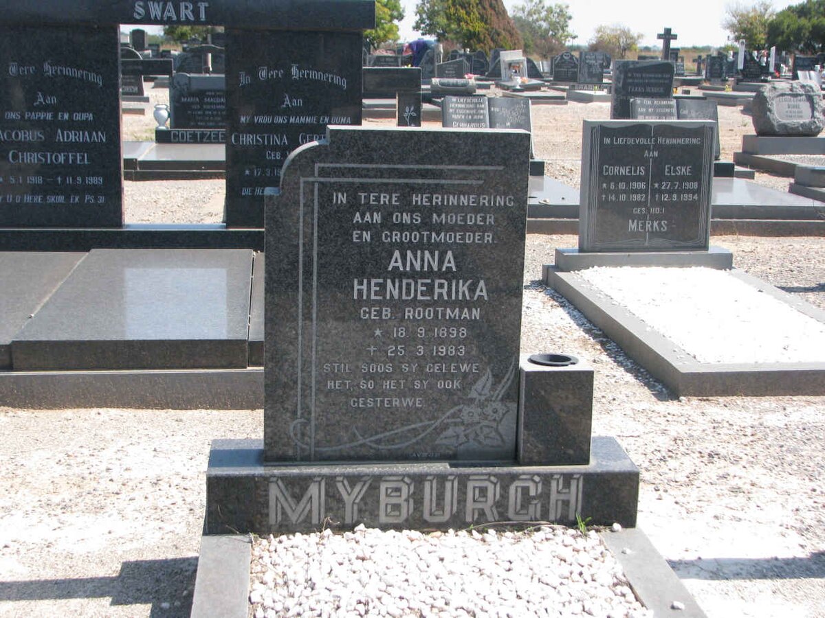 MYBURGH Anna Henderika nee ROOTMAN 1898-1983