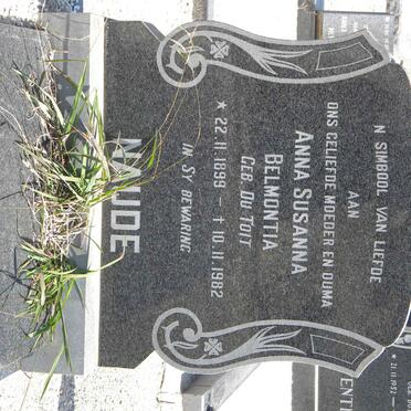 NAUDE Anna Susanna Belmontia nee DU TOIT 1899-1982