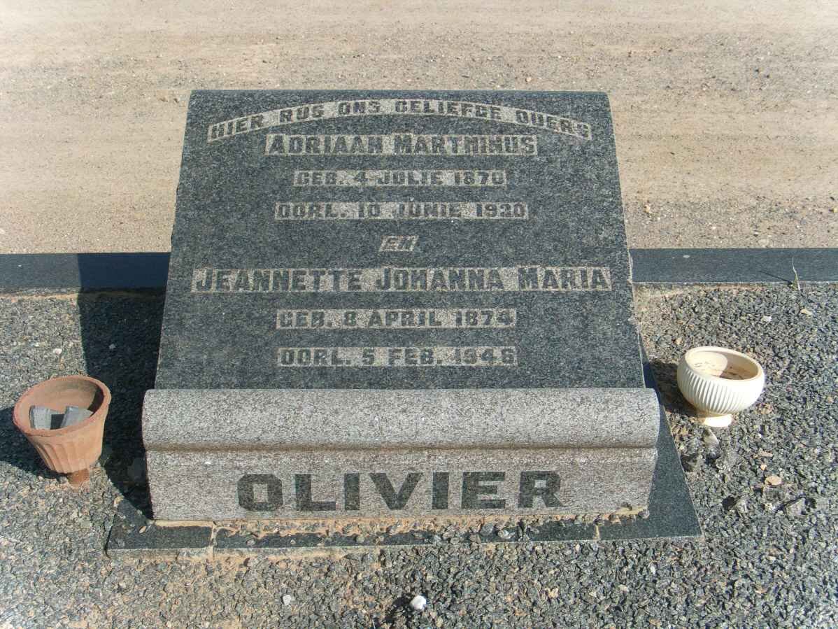 OLIVIER Adriaan Marthinus 1870-1930 &amp; Jeanette Johanna Maria 1874-1946