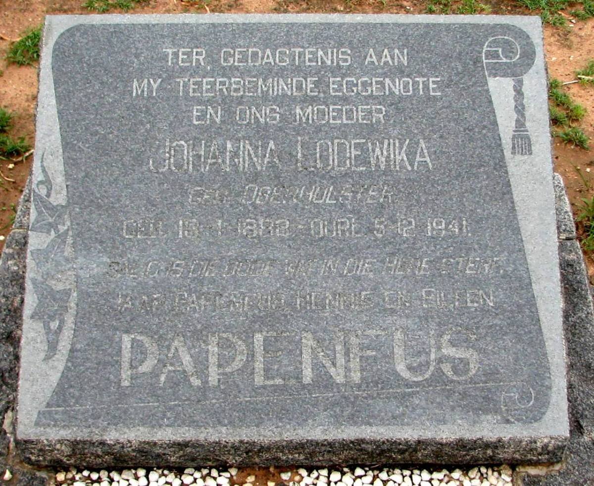 PAPENFUS Johanna Lodewika nee OBERHOLSTER 1882-1941
