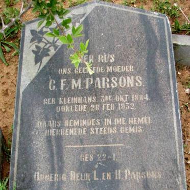 PARSONS C.F.M. nee KLEINHANS 1884-1932