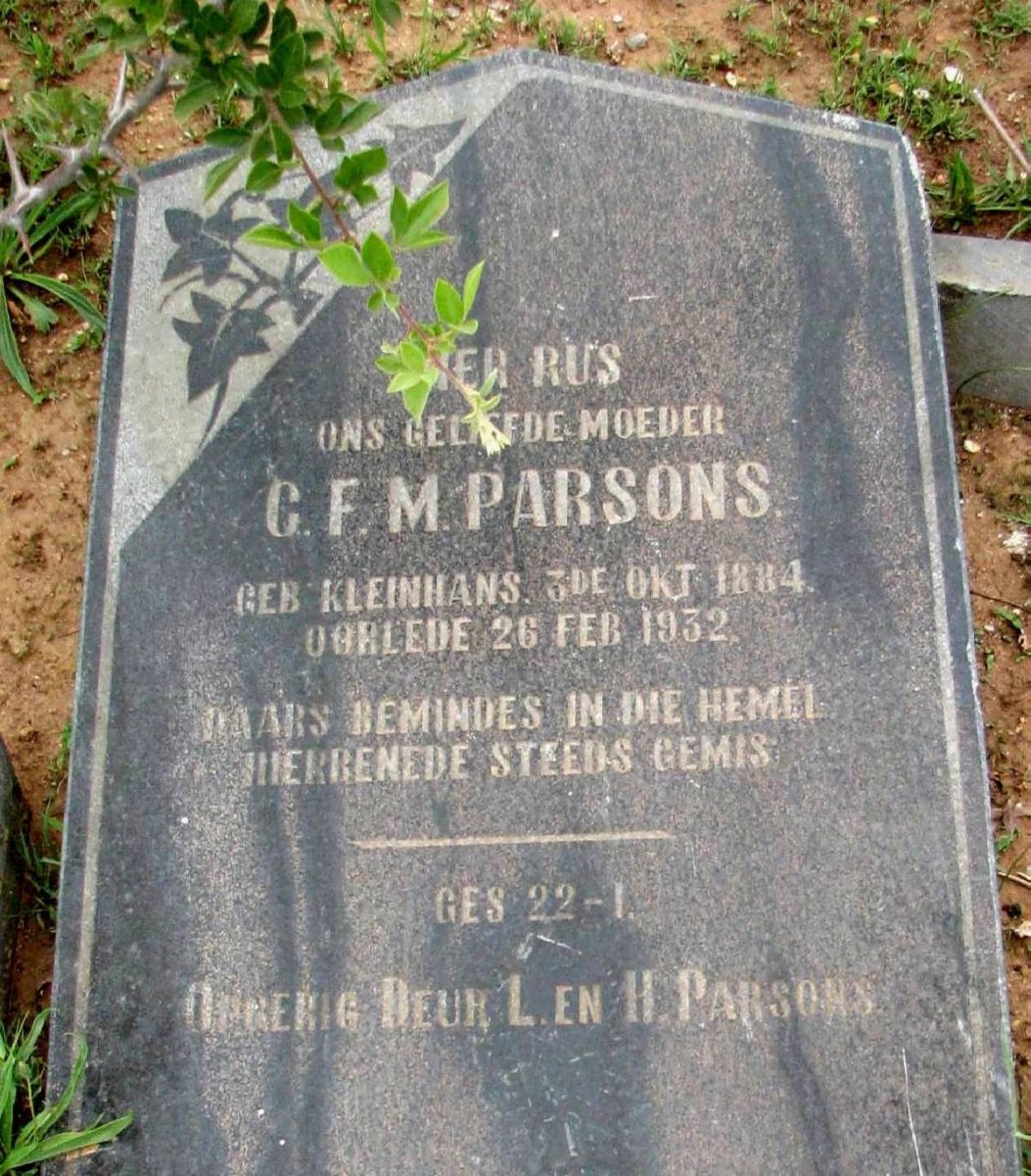 PARSONS C.F.M. nee KLEINHANS 1884-1932