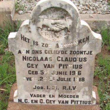PITTIUS Nicolaas Claudius, Gey van 1916-1918
