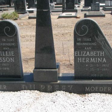 PREEZ Willie Basson, du 1905-1991 &amp; Elizabeth Hermina 1902-1981
