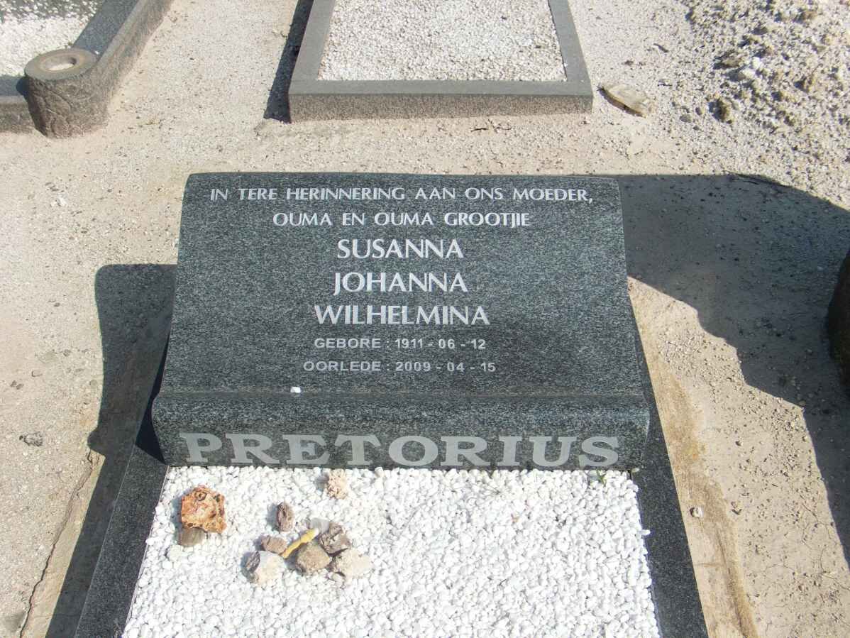 PRETORIUS Susanna Johanna Wilhelmina 1911-2009