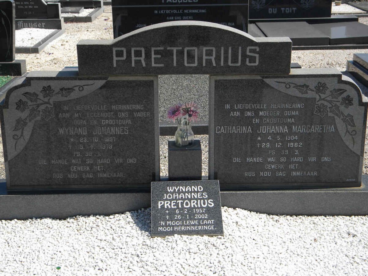 PRETORIUS Wynand Johannes 1897-1979 &amp; Catharina Johanna Margaretha 1904-1982 : PRETORIUS Wynand Johannes 1957-2002