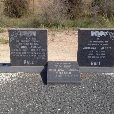 RALL Petrus Andrias 1894-1969 &amp; Johanna Aletta 1904-1986 :: FRASER Wilhelmina Jacoba 1936-1979