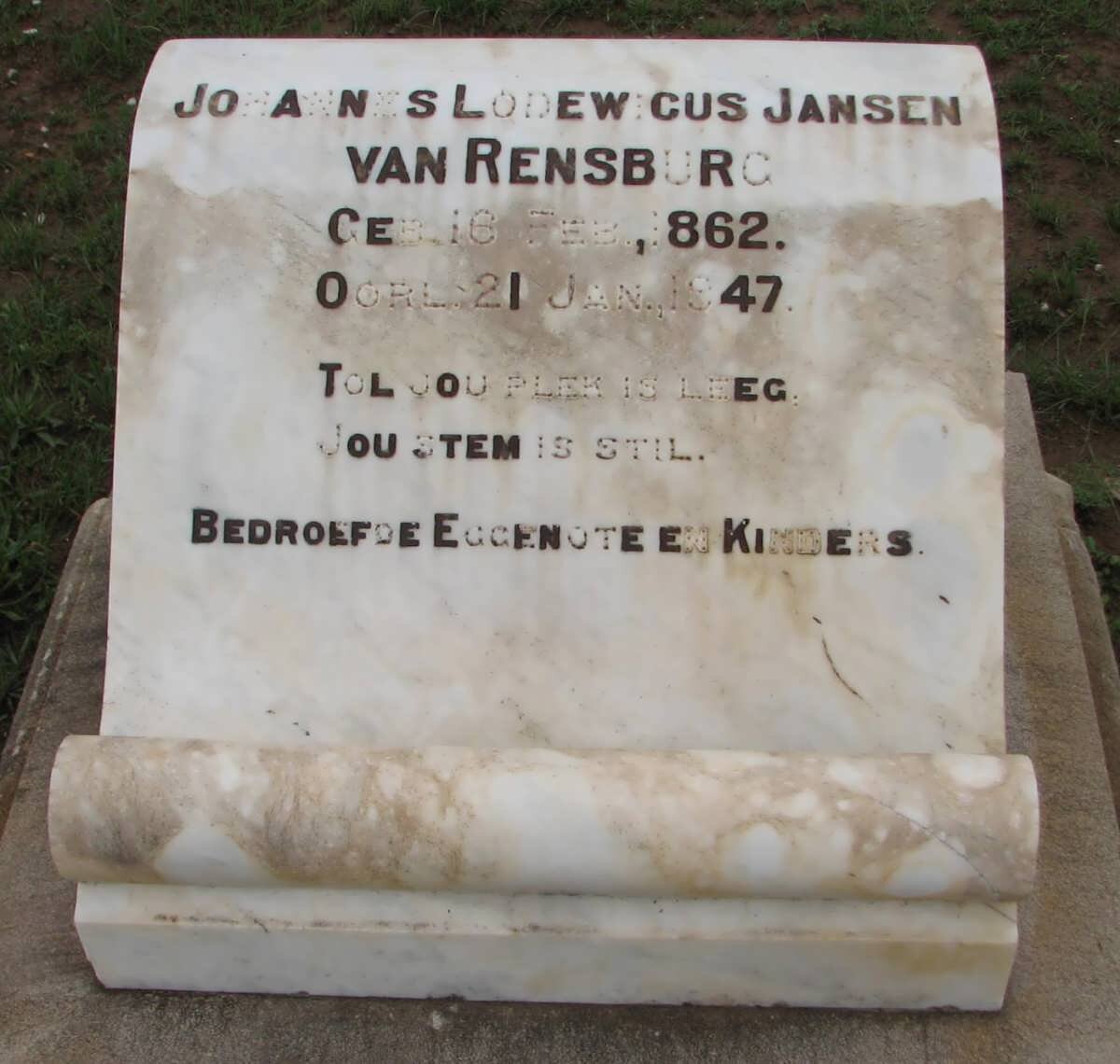 RENSBURG Johannes Lodewicus, Jansen van 1862-1947