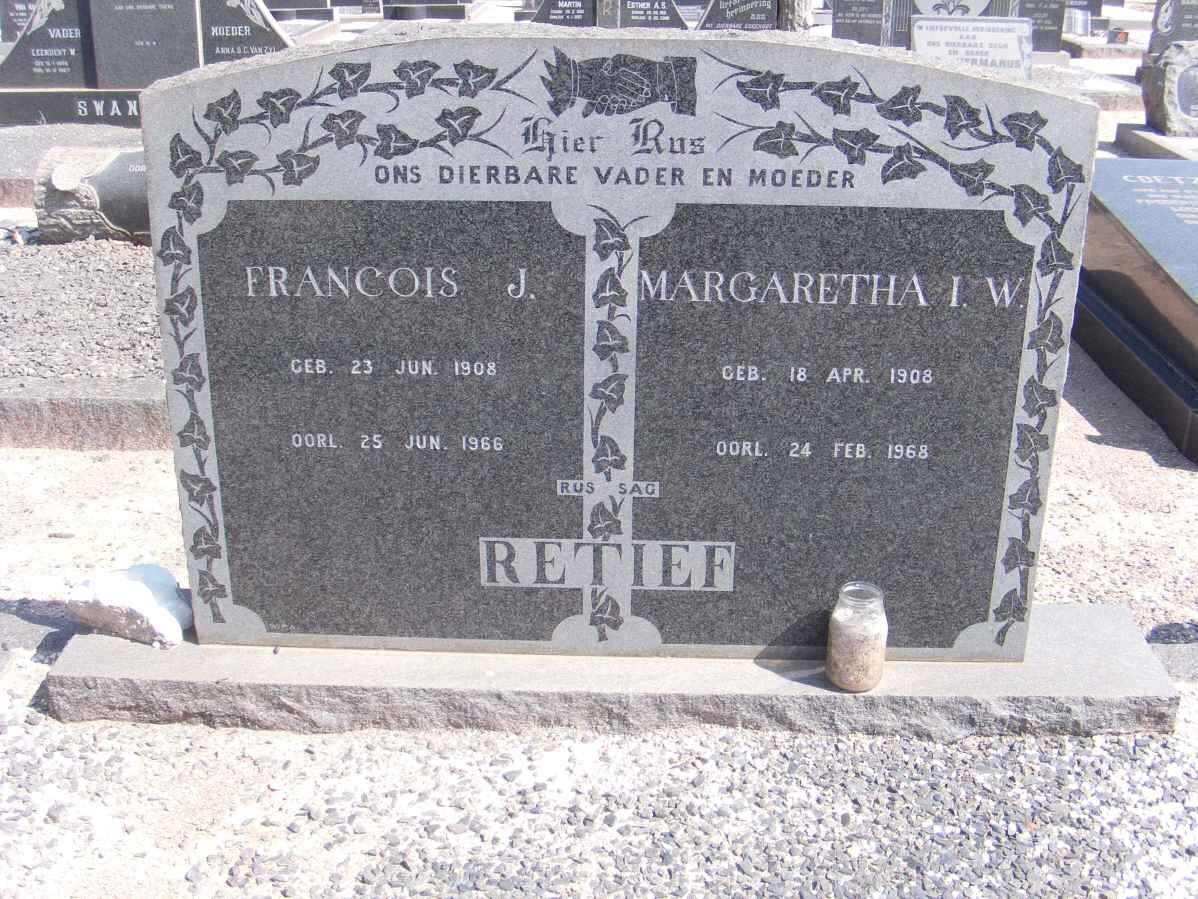 RETIEF Francois J. 1908-1966 &amp; Margaretha I.W. 1908-1968