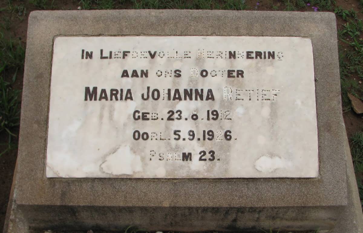 RETIEF Maria Johanna 1912-1926