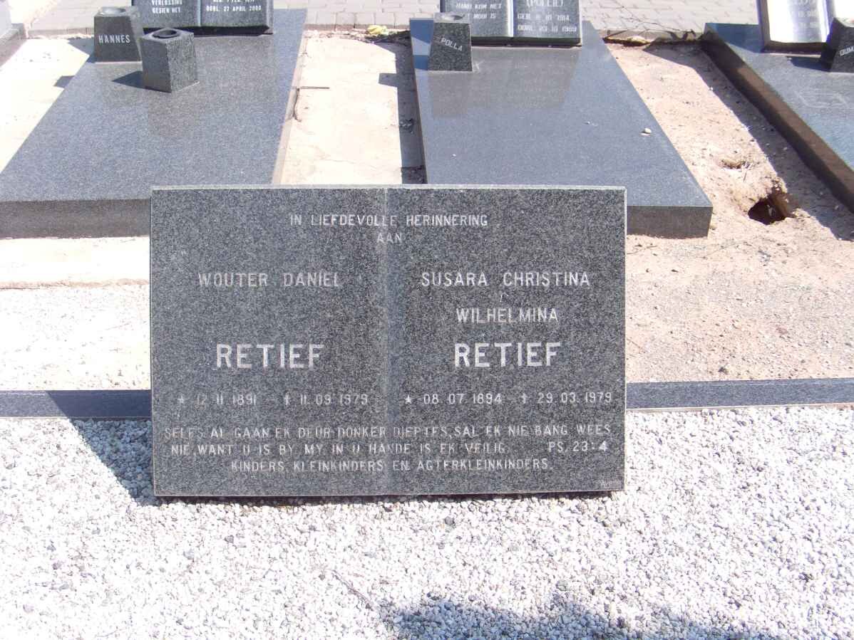 RETIEF Wouter Daniel 1891-1979 &amp; Susara Christina Wilhelmina 1894-1979