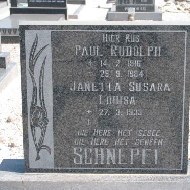 SCHNEPEL Paul Rudolph 1916-1984 &amp; Janetta Susara Louisa 1933-