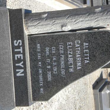 STEYN Aletta Catharina Elizabeth nee PRINSLOO 1913-2006