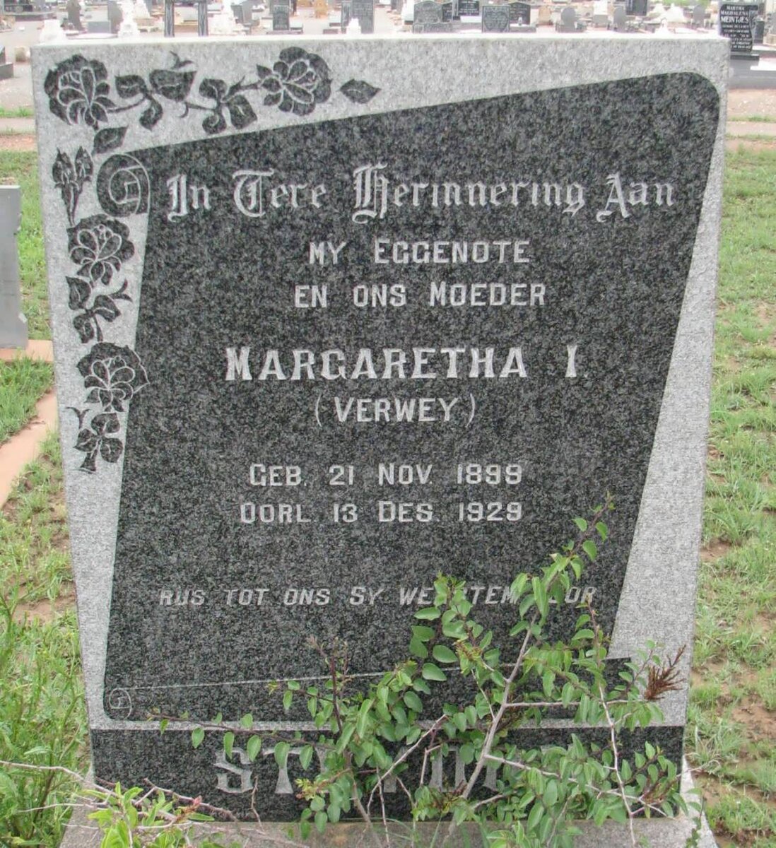 STRYDOM Margaretha I. nee VERWEY 1899-1929