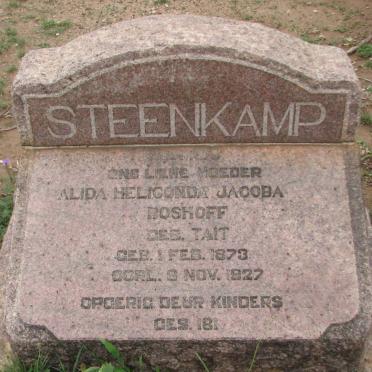 STEENKAMP Alida Heligonda Jacoba Boshoff nee TAIT 1873-1927