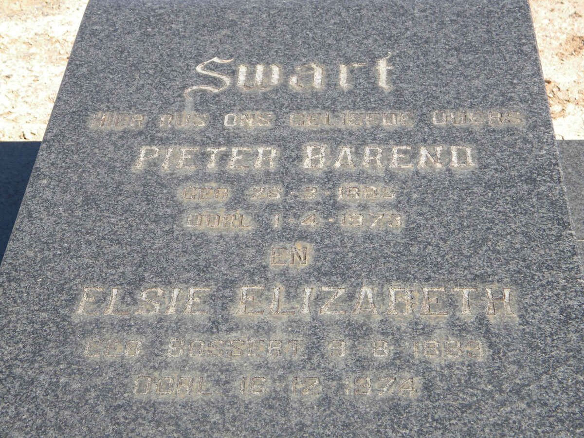 SWART Pieter Barend 1885-1973 &amp; Elsie Elizabeth 188?-1974