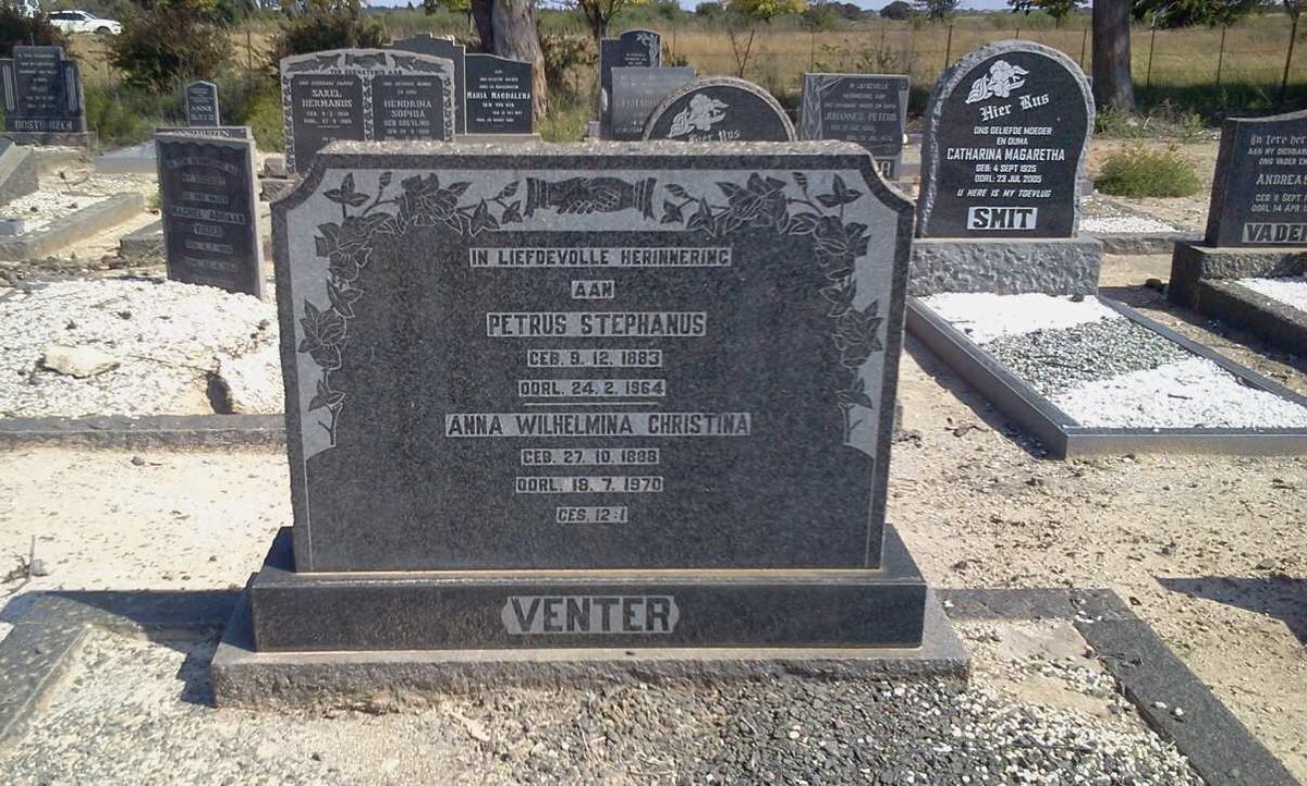 VENTER Petrus Stephanus 1883-1964 &amp; Anna Wilhelmina Christina 1888-1970