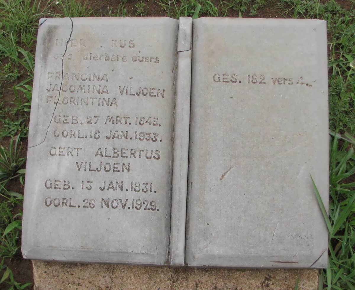 VILJOEN Gert Albertus 1831-1929 &amp; Francina Jacomina Florintina 1845-1933