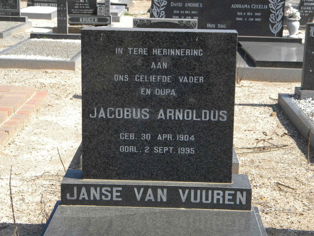 VUUREN Jacobus Arnoldus, Janse van 1904-1995