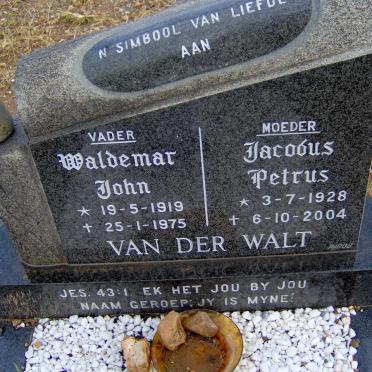 WALT Waldemar John, van der 1919-1975 &amp; Jacobus Petrus 1928-2004