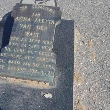 WALT Anna Aletta, van der 1932-1932