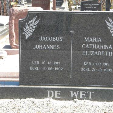WET Jacobus Johannes, de 1913-1992 &amp; Maria Catharina Elizabeth 1915-1992