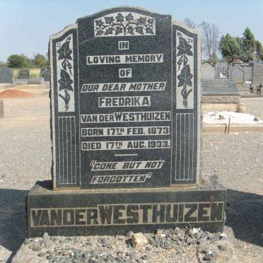 WESTHUIZEN Fredrika, van der 1873-1933