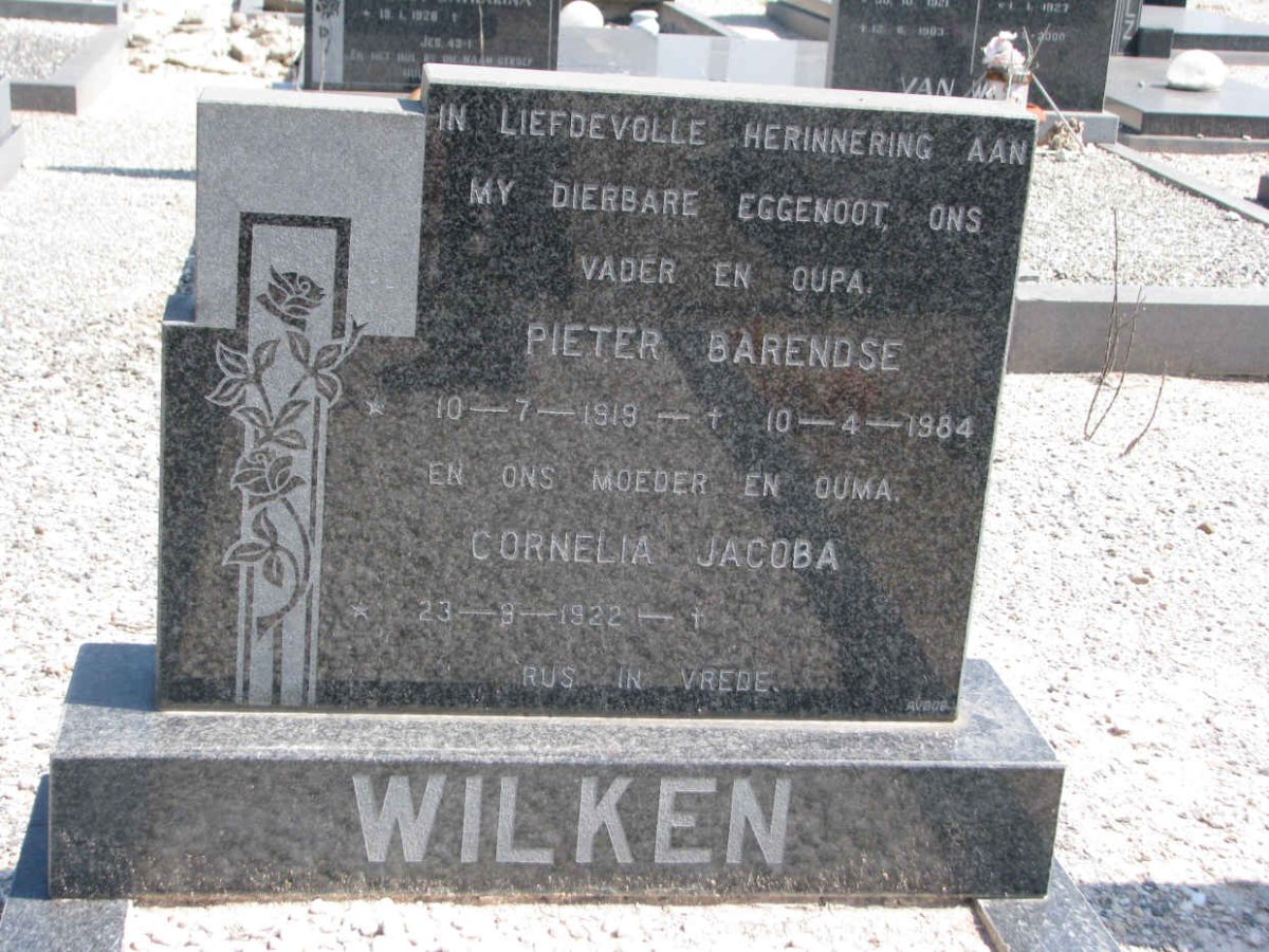 WILKEN Pieter Barendse 1919-1984 &amp; Cornelia Jacoba 1922-